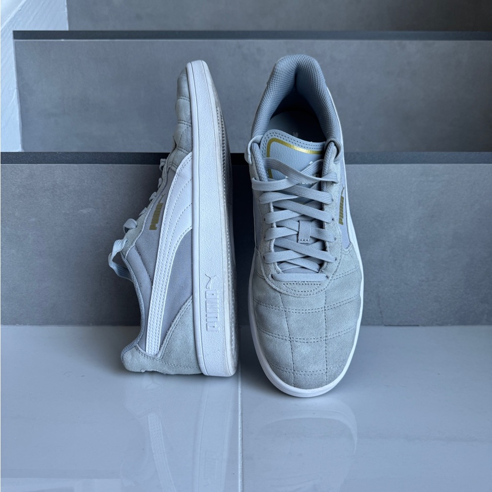 Puma Light Gray and White Sneakers